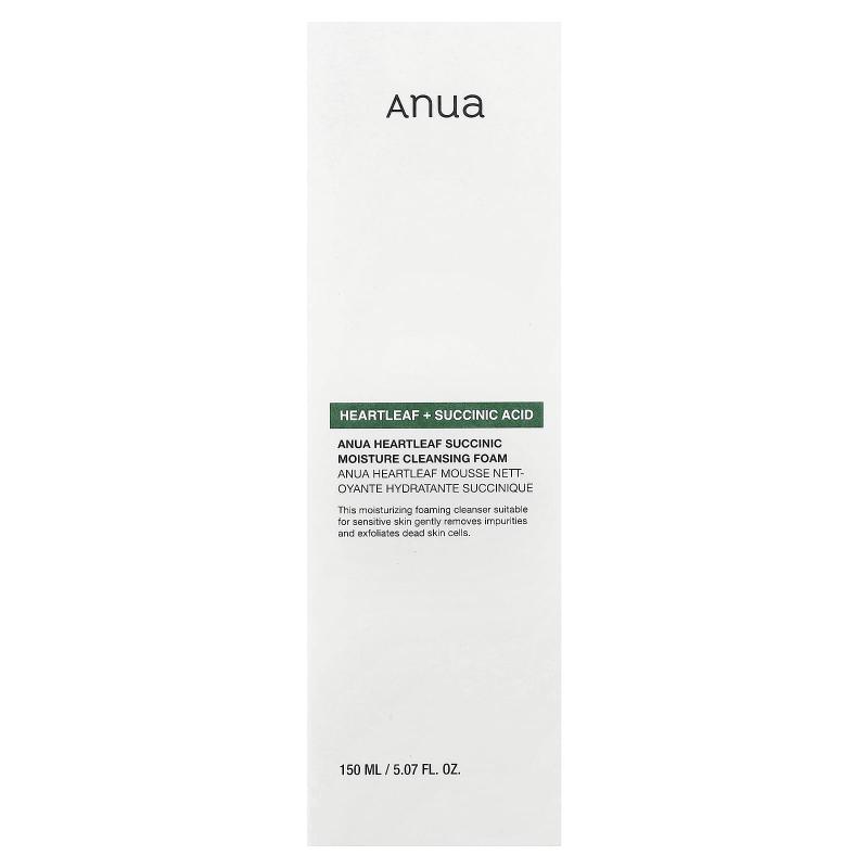 Anua, Heartleaf Succinic Moisture Cleansing Foam, 5.07 fl oz (150 ml)