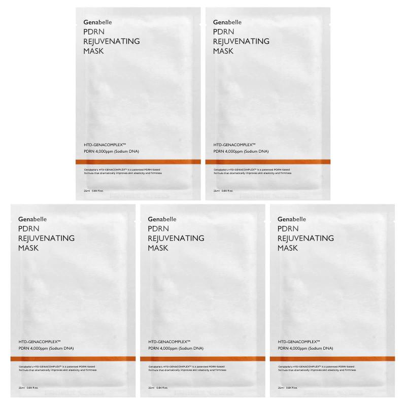 Genabelle, قناع التجميل المجدد PDRN، 5 ورقات، 0.84 أونصة سائلة (25 مل) لكل واحدة