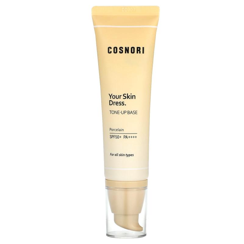 Cosnori, Your Skin Dress، قاعدة توحيد لون البشرة، بورسلين، عامل حماية من الشمس 50+ PA++++، 1.69 أونصة سائلة (50 مل)