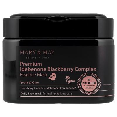 Mary & May, Premium Idebenone Blackberry Complex، قناع الجمال الجوهري، 20 ورقة، 8.81 أونصة (250 جم)
