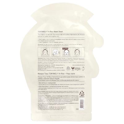 TonyMoly, I'm Rice، ورقة قناع جمال البشرة الصافية، ورقة واحدة، 0.74 أونصة (21 جم)