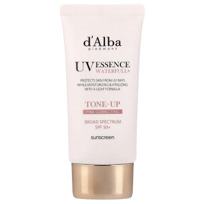 d'Alba, UV Essence Waterfull+ واقي من الشمس، مصحح للون الوردي، عامل حماية من الشمس 50+، 1.69 أونصة سائلة (50 مل)