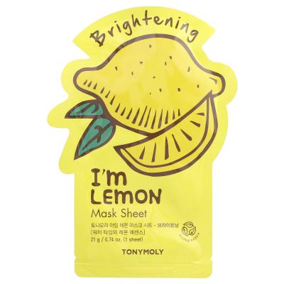 TonyMoly, I'm Lemon، ورقة قناع الجمال لتفتيح البشرة، ورقة واحدة، 0.74 أونصة (21 جم)