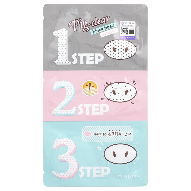 Holika Holika, Pig-Clear, Blackhead 3 Step Kit, 1 Kit, 0.24 oz (7 g)