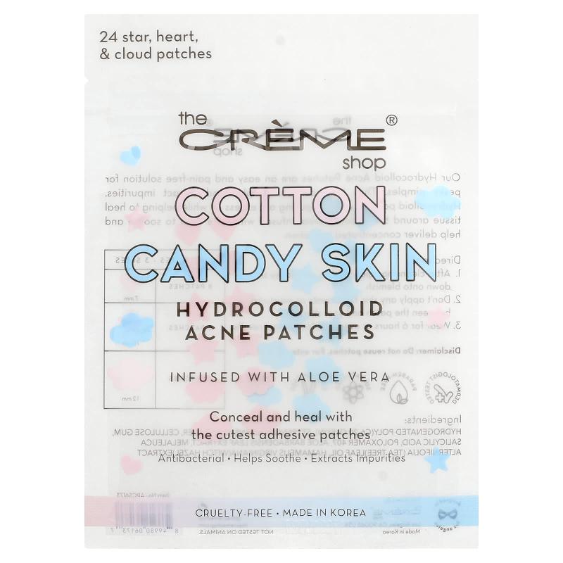 The Creme Shop, Cotton Candy Skin، رقعات حب الشباب الغروانية المائية، النجمة والقلب والسحابة، 24 رقعة