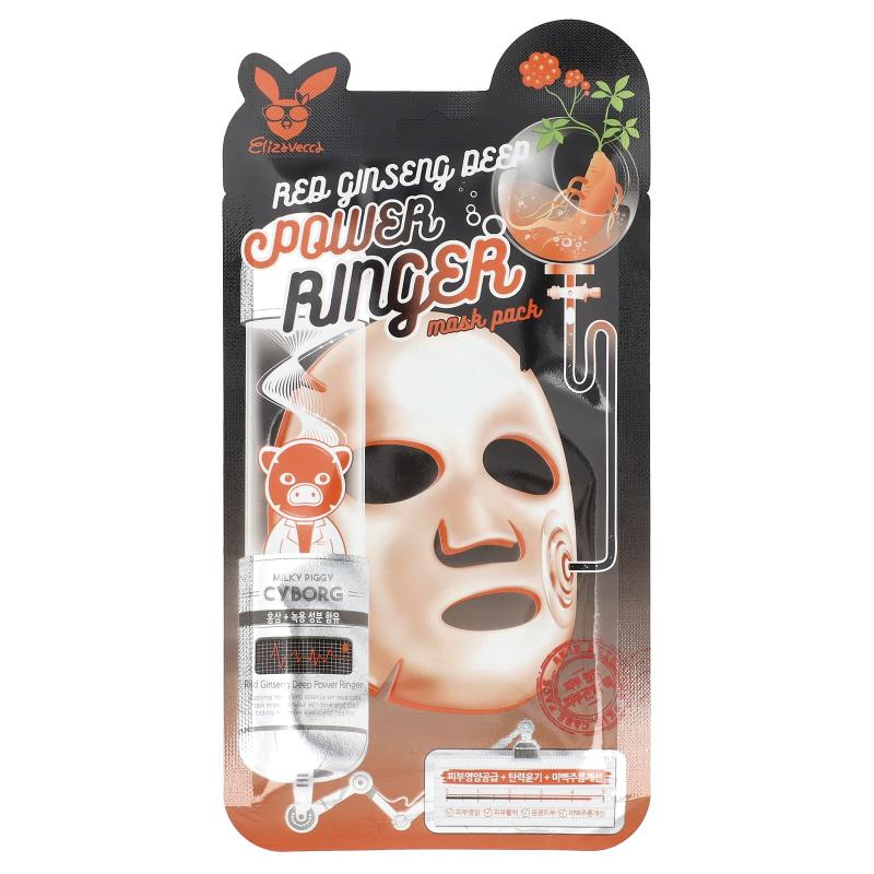 Elizavecca, مجموعة أقنعة التجميل العميقة بالجينسينج الأحمر، ورقة واحدة، 0.78 أونصة سائلة (23 مل)