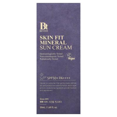 Benton, كريم الشمس Skin Fit Mineral، عامل حماية من الشمس 50+ PA++++، 1.69 أونصة سائلة (50 مل)