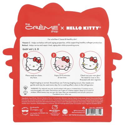 The Creme Shop, Hello Kitty®، Brillian-C Boost، قناع ورقي للجمال مطبوع، ورقة واحدة، 0.88 أونصة (25 جم)