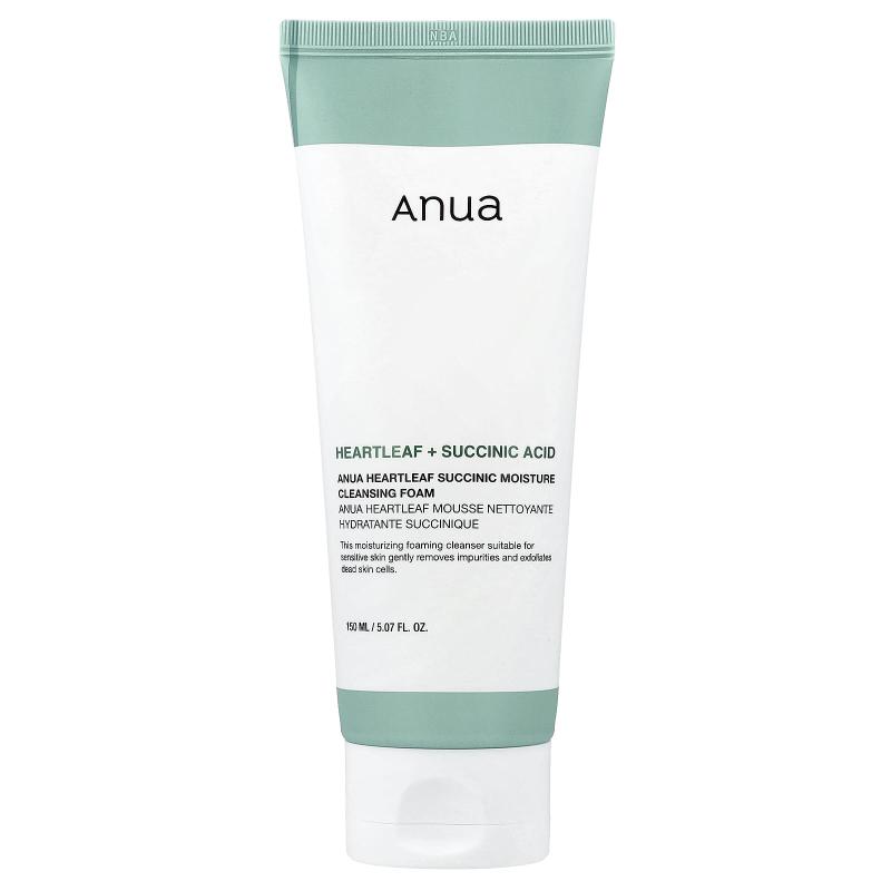 Anua, Heartleaf Succinic Moisture Cleansing Foam, 5.07 fl oz (150 ml)