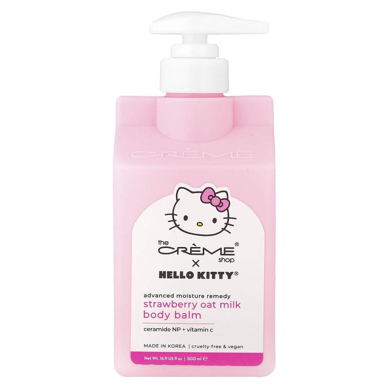 The Creme Shop, Hello Kitty®، بلسم علاجي مرطب متطور للجسم، حليب الشوفان بالفراولة، 16.9 أونصة سائلة (500 مل)