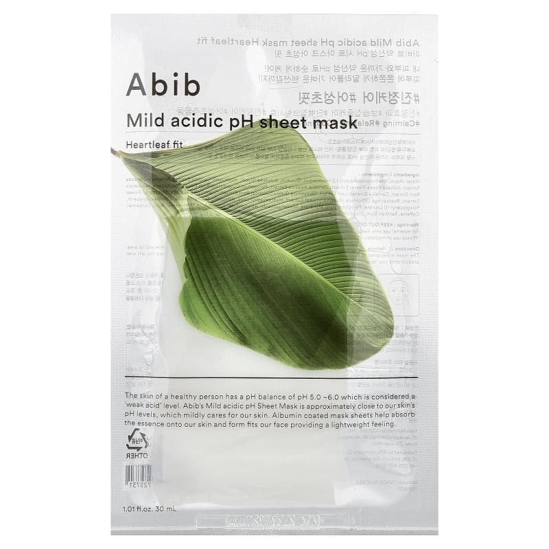 Abib, Mild Acidic pH Beauty Sheet Mask, Heartleaf Fit, 1 Mask, 1.01 fl oz (30 ml)