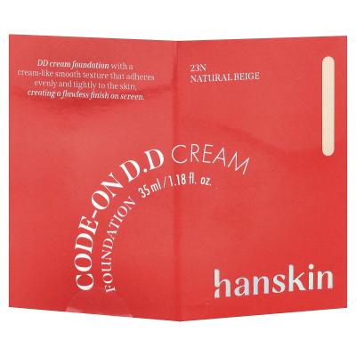 Hanskin, كريم أساس Code-On D.D، 23N بيج طبيعي، 1.18 أونصة سائلة (35 مل)