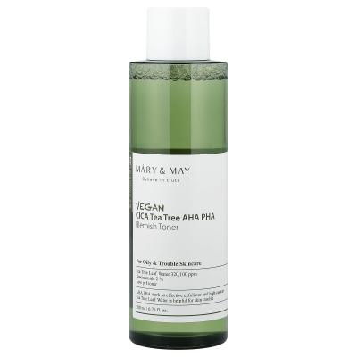 Mary & May, تونر نباتي CICA بشجرة الشاي AHA PHA للعيب، 6.76 أونصة سائلة (200 مل)