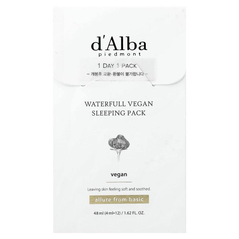 d'Alba, حزمة نوم نباتية Waterfull، 12 عبوة، 0.13 أونصة سائلة (4 مل) لكل واحدة