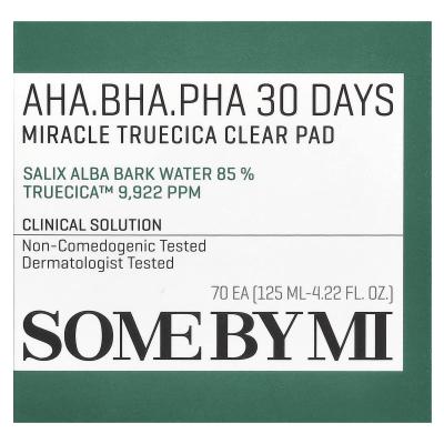 SOME BY MI, AHA/BHA/PHA, 30 Days Miracle Truecica Clear Pad, 70 Pads, 4.22 fl oz (125 ml)