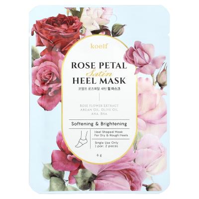 Koelf, قناع الكعب الساتان ببتلات الورد، زوج واحد، 6 جم