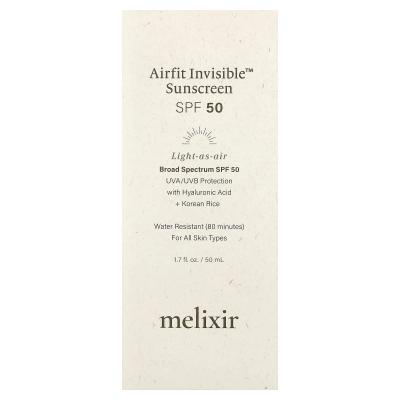 Melixir, واقي الشمس Airfit Invisible™، عامل حماية من الشمس 50، 1.7 أونصة سائلة (50 مل)