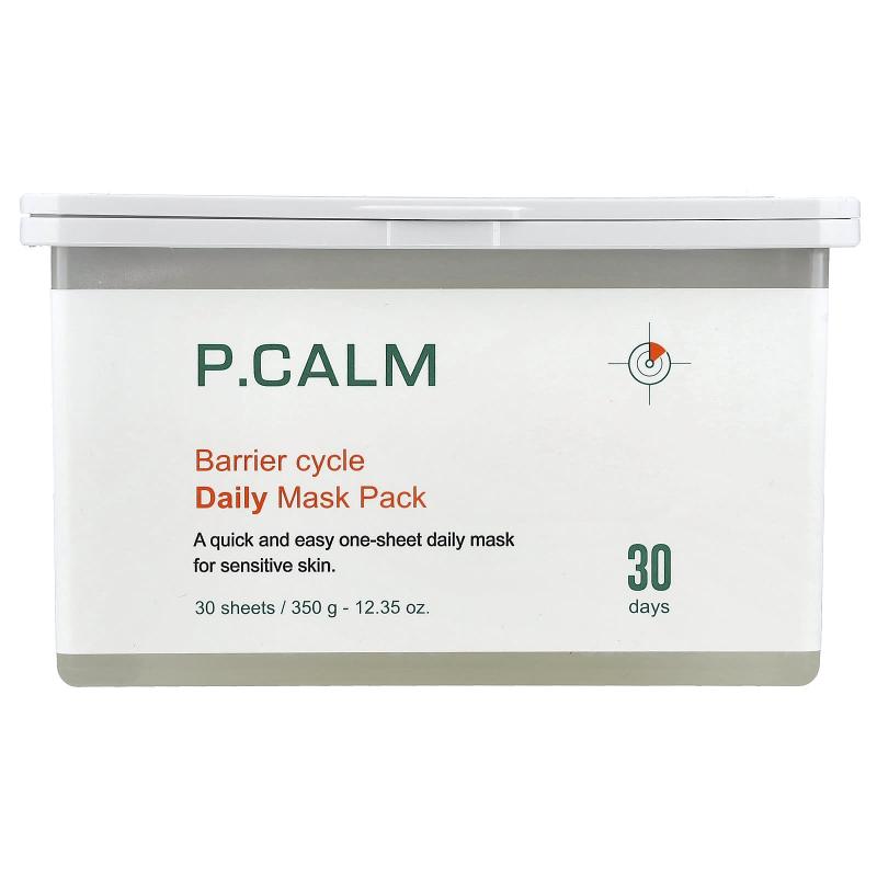 P.CALM, مجموعة أقنعة التجميل اليومية Barrier Cycle، 30 ورقة، 12.35 أونصة (350 جم)