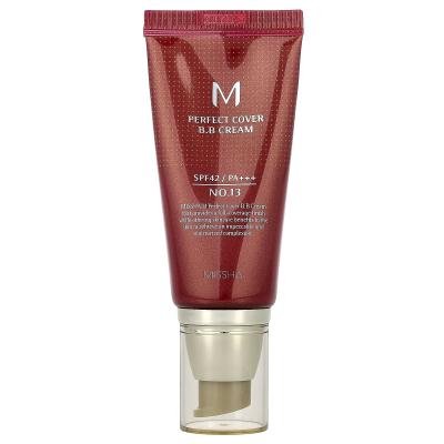 Missha, كريم M Perfect Cover B.B، عامل حماية من الشمس SPF 42 PA+++، رقم 13 بيج ساطع، 1.69 أونصة سائلة (50 مل)
