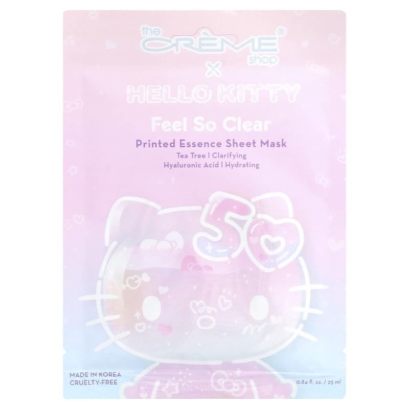 The Creme Shop, Hello Kitty®, Printed Essence Beauty Sheet Mask, Feel So Clear, 1 Sheet, 0.84 fl oz (25 ml)
