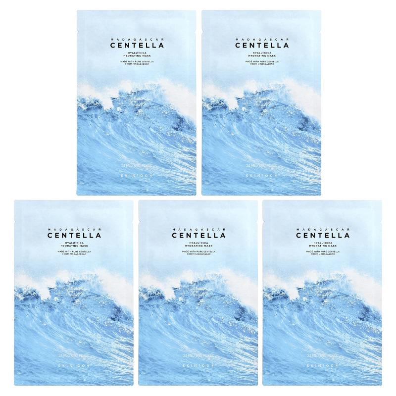 SKIN1004, Madagascar Centella, Hyalu-Cica Hydrating Beauty Mask, 5 Sheets, 0.77 fl oz (23 ml) Each
