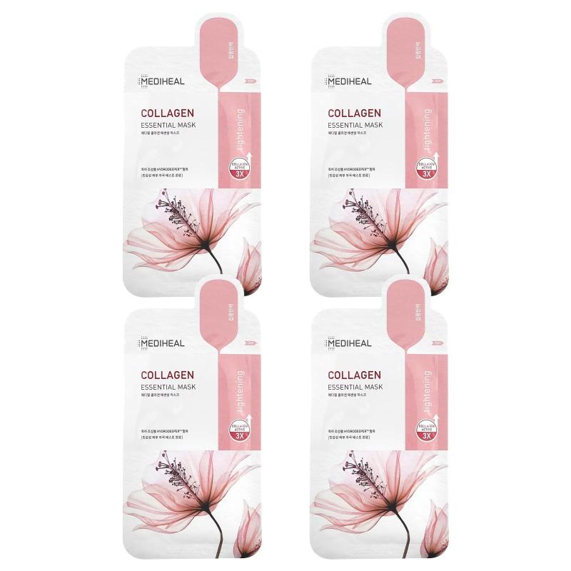 MEDIHEAL, كولاجين، قناع الجمال الأساسي، 4 شرائح، 0.81 أونصة سائلة (24 مل)