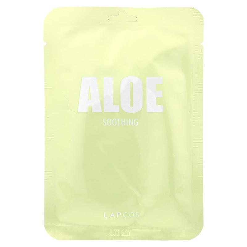 Lapcos, Aloe Beauty Sheet Mask، مهدئ، ورقة واحدة، 1.11 أونصة سائلة (33 مل)