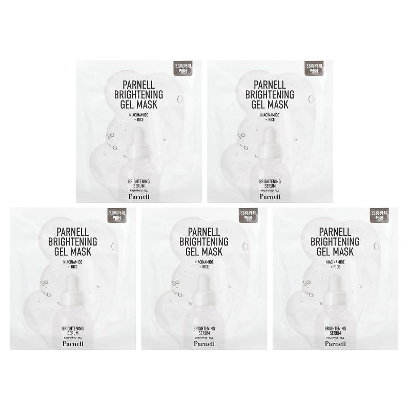 Parnell, قناع التجميل الجل لتفتيح الأرز بالنياسيناميد، 5 ورقات، 1.23 أونصة (35 جم) لكل واحدة