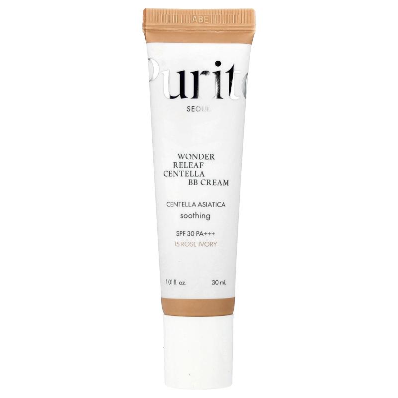 Purito, Wonder Releaf Centella BB Cream، عامل حماية من الشمس SPF 30 PA+++، 15 لون عاجي وردي، 1.01 أونصة سائلة (30 مل)