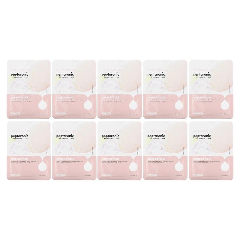 SNP, قناع التجميل أمبولة بيبتارونيك، 10 ورقات، 0.84 أونصة سائلة (25 مل) لكل واحدة