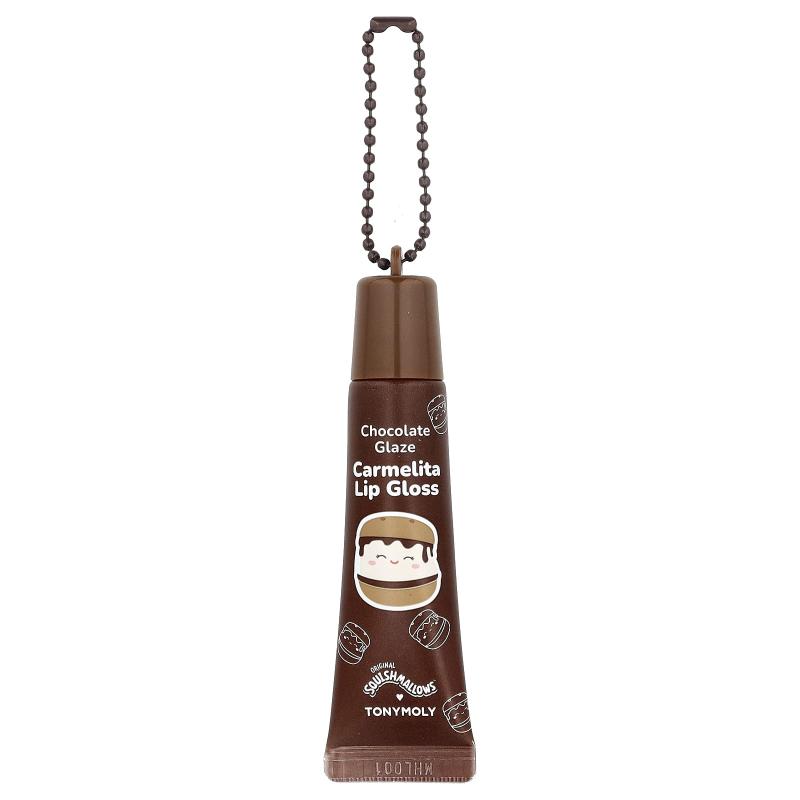 TonyMoly, Original Squishmallows™, Carmelita Key Chain Lip Gloss, Chocolate Glaze, 0.38 oz (11 g)