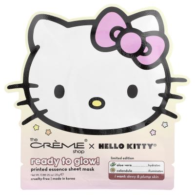 The Creme Shop, Hello Kitty®، جاهز للتوهج!، قناع ورقي للجمال مطبوع، ورقة واحدة، 0.88 أونصة (25 جم)