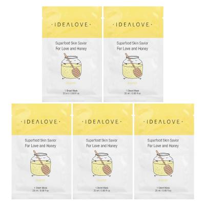Idealove, غذاء فائق للبشرة، للحب والعسل، 5 أقنعة ورقية للتجميل، 0.68 أونصة سائلة (20 مل) لكل واحدة