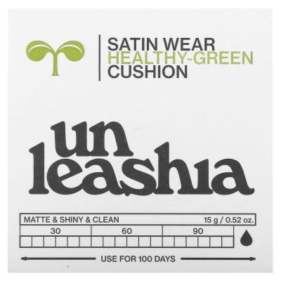 Unleashia, وسادة Satin Wear Healthy-Green، عامل حماية من الشمس SPF 30/PA++، 27 واط بلون الخوخ، 0.52 أونصة (15 جم)