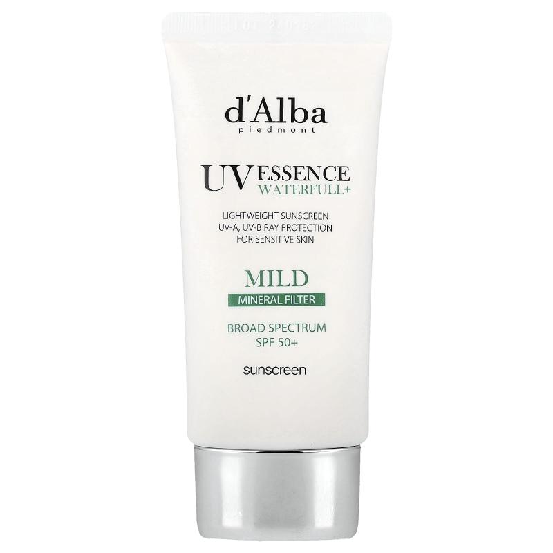 d'Alba, UV Essence Waterfull+ Sunscreen, Mineral Filter, Mild, SPF 50, 1.69 fl oz (50 ml)