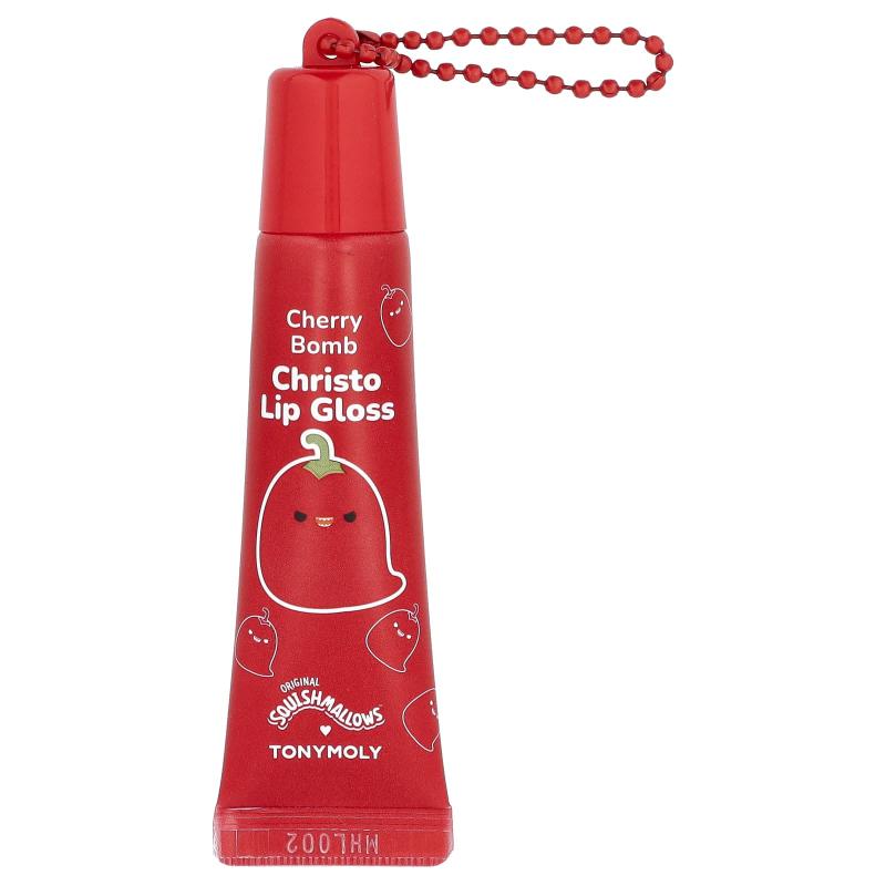 TonyMoly, Original Squishmallows™, Christo Key Chain Lip Gloss, Cherry Bomb, 0.38 oz (11 g)