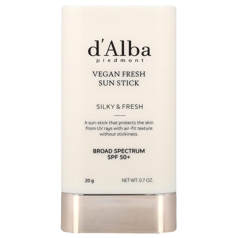 d'Alba, عصا شمس نباتية منعشة، عامل حماية من الشمس 50+، 0.7 أونصة (20 جم)