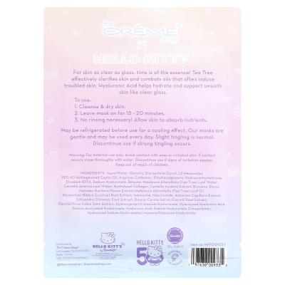 The Creme Shop, Hello Kitty®، قناع ورقي للجمال مطبوع، شعور واضح جدًا، ورقة واحدة، 0.84 أونصة سائلة (25 مل)