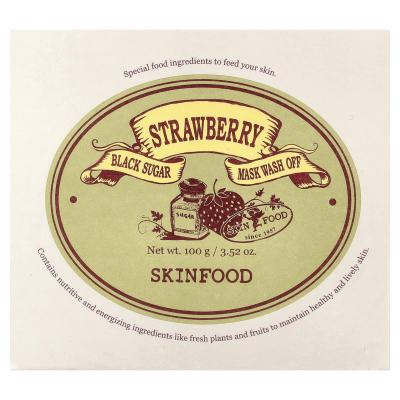 SKINFOOD, قناع التجميل بالسكر الأسود والفراولة، 3.52 أونصة (100 جم)