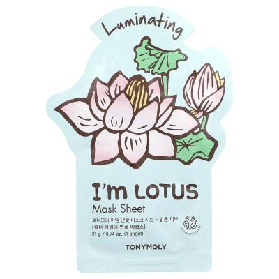 TonyMoly, I'm Lotus، ورقة قناع الجمال المضيء، ورقة واحدة، 0.74 أونصة (21 جم)