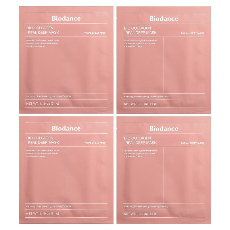 Biodance, قناع الجمال العميق بالكولاجين الحيوي، 4 ورقات، 1.19 أونصة (34 جم) لكل واحدة