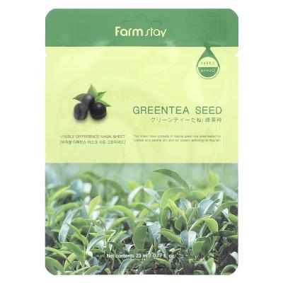 Farmstay, قناع ورقي للتجميل بالفرق المرئي، بذور الشاي الأخضر، ورقة واحدة، 0.77 أونصة سائلة (23 مل)