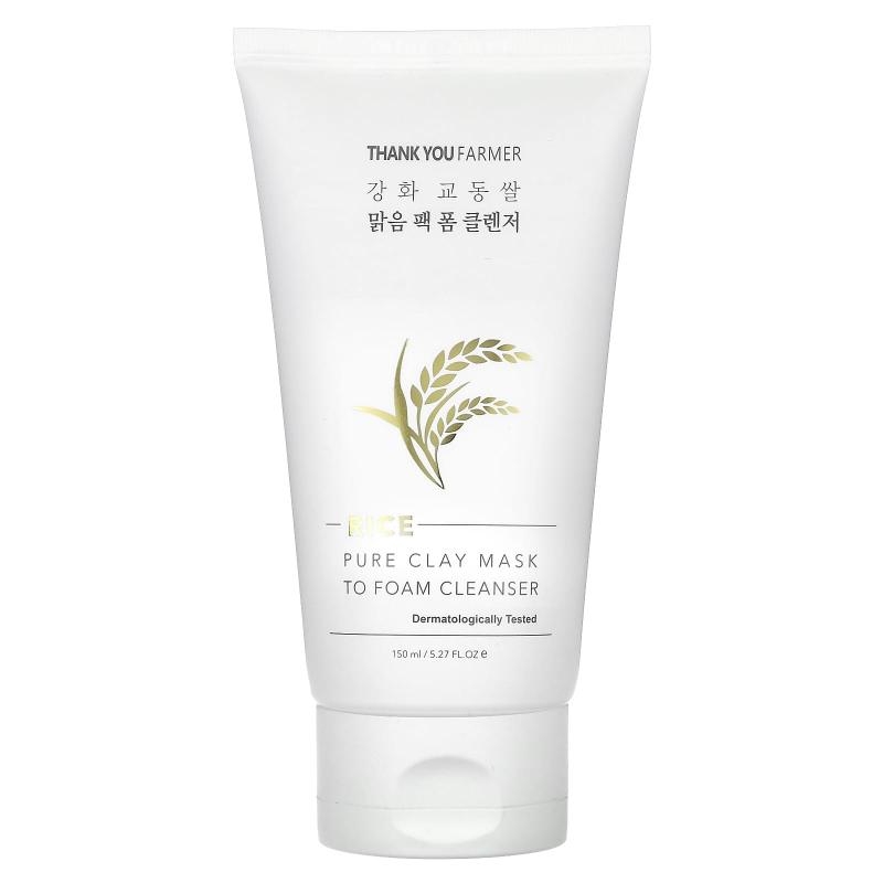 Thank You Farmer, Rice, Pure Clay Mask To Foam Cleanser, 5.27 fl oz (150 ml)