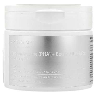 Mary & May, جلوكونولاكتون (PHA) + ضمادة تنظيف عصير بيتولا ألبا، 70 ضمادة، 270 مل