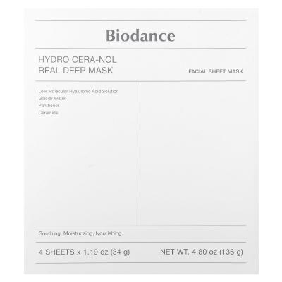 Biodance, قناع الجمال العميق Hydro Cera-Nol، 4 ورقات، 1.19 أونصة (34 جم) لكل واحدة