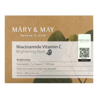 Mary & May, Niacinamide Vitamin C، قناع الجمال لتفتيح البشرة، 30 ورقة، 14.1 أونصة (400 جم)
