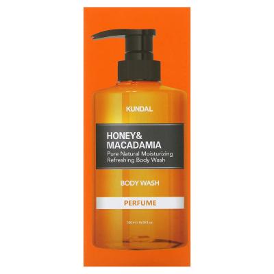 Kundal, العسل والمكاديميا، غسول الجسم، المسك الأبيض، 16.9 أونصة سائلة (500 مل)