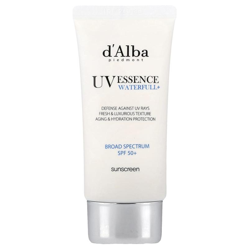 d'Alba, UV Essence Waterfull+ واقي الشمس، عامل حماية من الشمس 50+، 1.69 أونصة سائلة (50 مل)