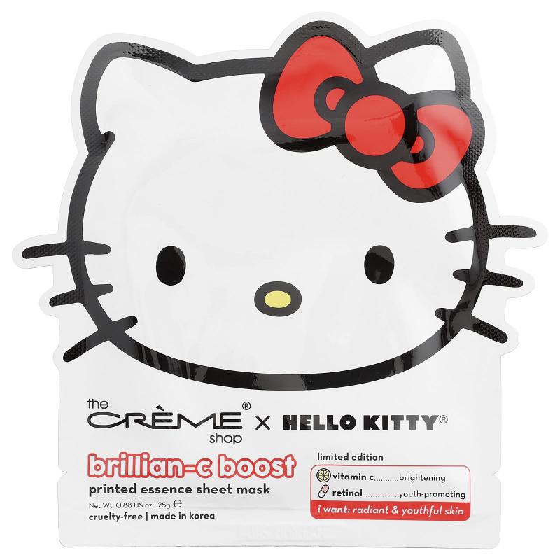 The Creme Shop, Hello Kitty®، Brillian-C Boost، قناع ورقي للجمال مطبوع، ورقة واحدة، 0.88 أونصة (25 جم)