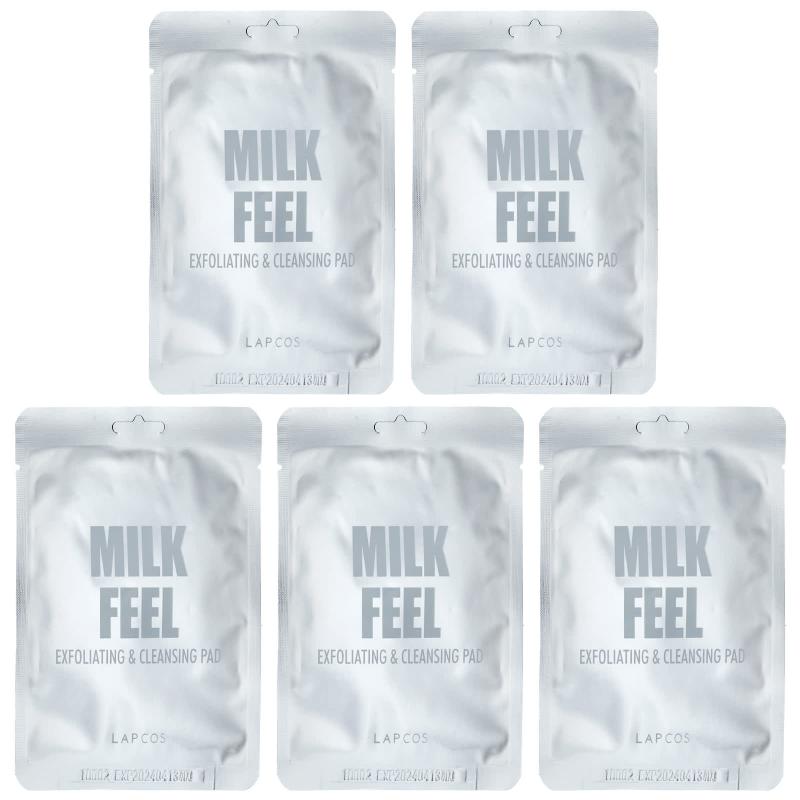 Lapcos, Milk Feel, Exfoliating & Cleansing Pad, 5 Pads, 0.24 oz (7 g) Each